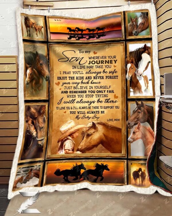 Horse For Son From Mom Journey Fleece Blanket Sherpa Blanket