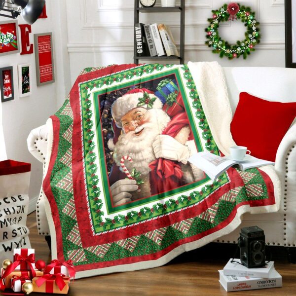 Santa Claus Merry Christmas Fleece Blanket Sherpa Blanket