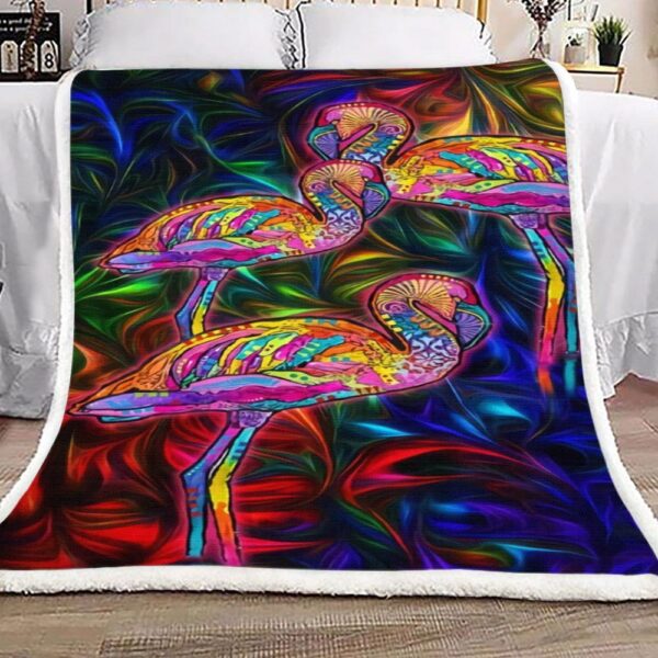 Flamingo Cosmic Light Color Fleece Blanket Sherpa Blanket