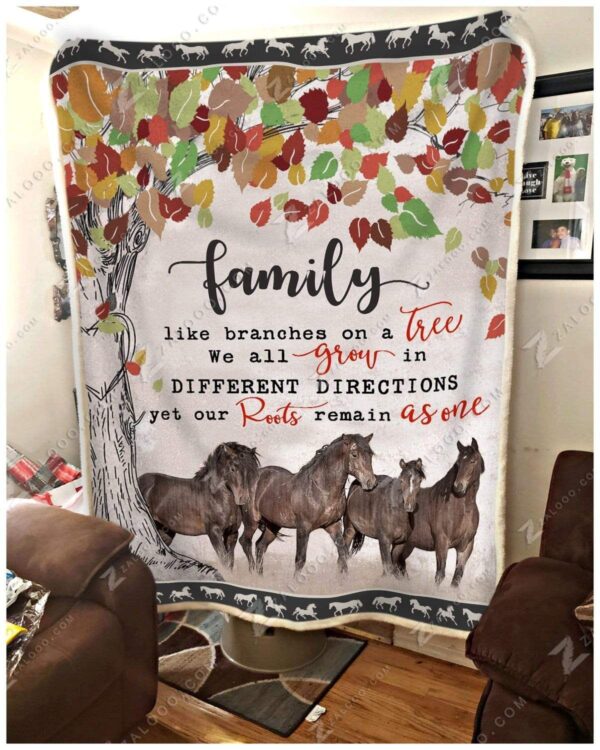 Horse Family Fleece Blanket Sherpa Blanket