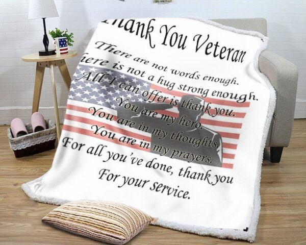 Thank You Veteran Fleece Blanket Sherpa Blanket