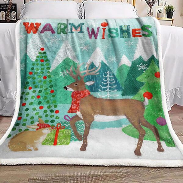 Christmas Rabbit Deer Fleece Blanket Sherpa Blanket