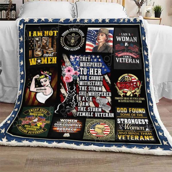 I Am The Storm Female Veteran Fleece Blanket Sherpa Blanket