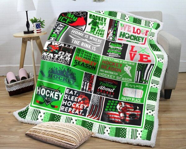 Love Hockey Fleece Blanket Sherpa Blanket