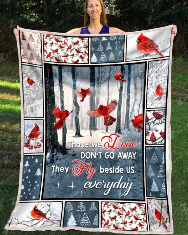 Cardinal They Fly Beside Us Fleece Blanket Sherpa Blanket