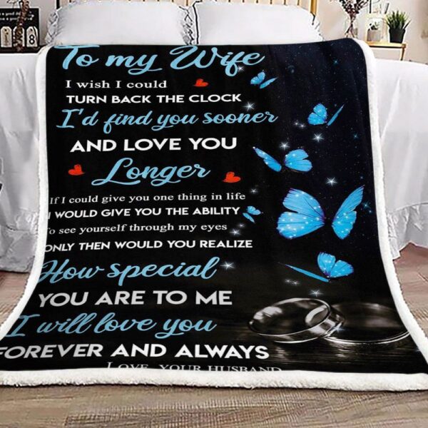 Butterfly To My Wife Fleece Blanket Sherpa Blanket