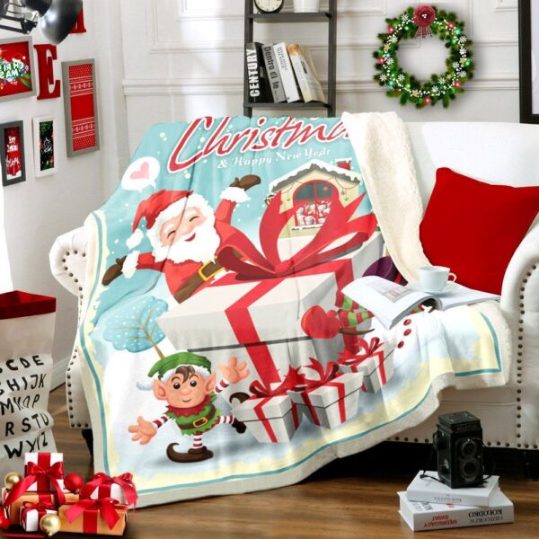 Santa Claus Merry Christmas Fleece Blanket Sherpa Blanket
