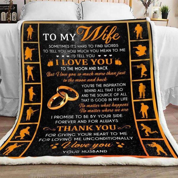 Veteran - To My Wife - Thank You Fleece Blanket Sherpa Blanket