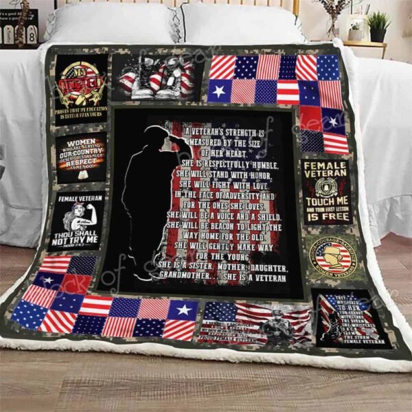 Female Veterans Strength Fleece Blanket Sherpa Blanket