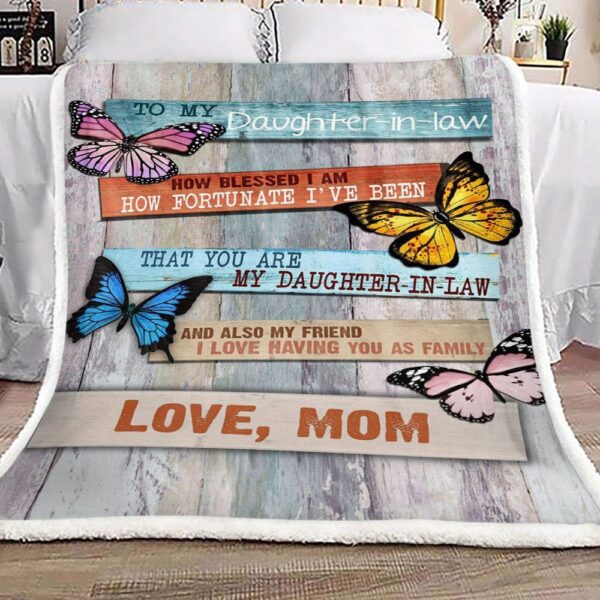Butterfly To My Daughter In Law Love Mom Fleece Blanket Sherpa Blanket