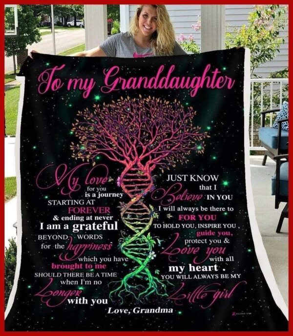 Granddaughter To My Granddaughter My Love For You Is A Journey Starting At Forever From Grandma Fleece Blanket Sherpa Blanket