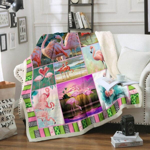 Flamingo Fleece Blanket Sherpa Blanket