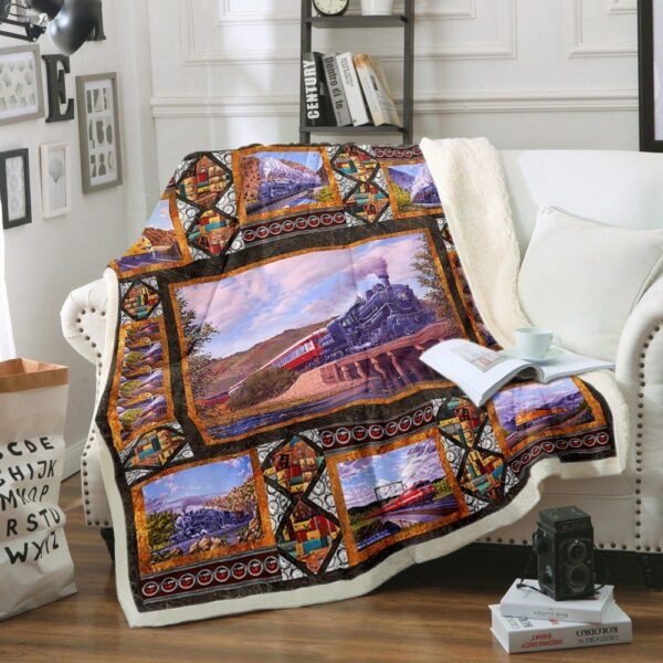 Train Scenery Fleece Blanket Sherpa Blanket