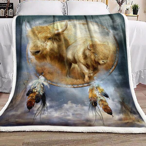 Dreamcatcher Buffalo Native American Fleece Blanket Sherpa Blanket
