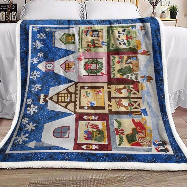 House Christmas Fleece Blanket Sherpa Blanket