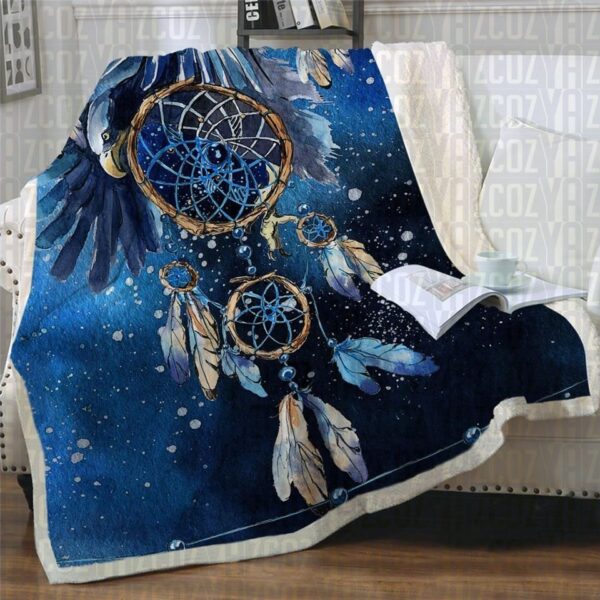 Blue Galaxy Dreamcatcher Fleece Blanket Sherpa Blanket