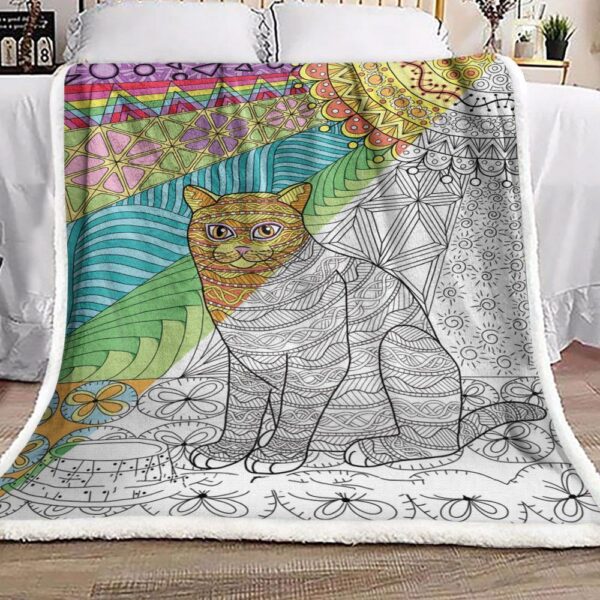 Hippie Cat Fleece Blanket Sherpa Blanket