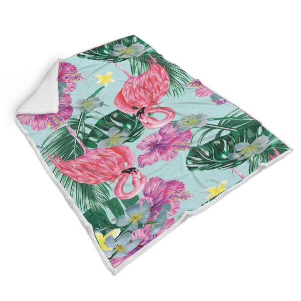 Flamingo Cyan Pattern Fleece Blanket Sherpa Blanket