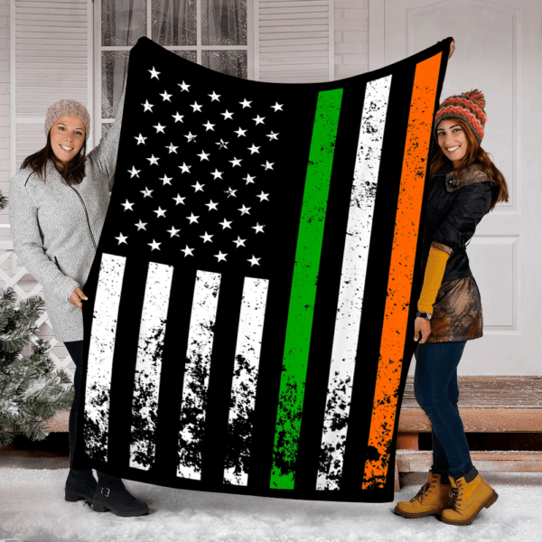 Irish American Flag Ireland Flag St. Patrick's Day Fleece Blanket Sherpa Blanket