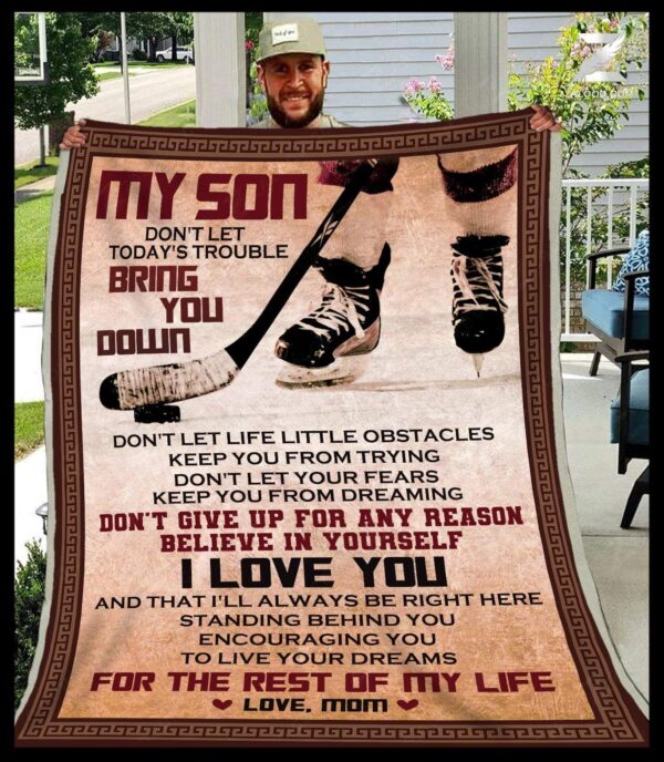 Hockey My Son Fleece Blanket Sherpa Blanket