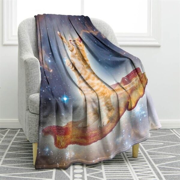 Galaxy Hipster Cat Space Fleece Blanket Sherpa Blanket