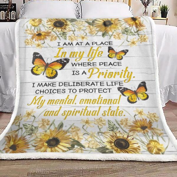 Butterfly Sunflower Fleece Blanket Sherpa Blanket