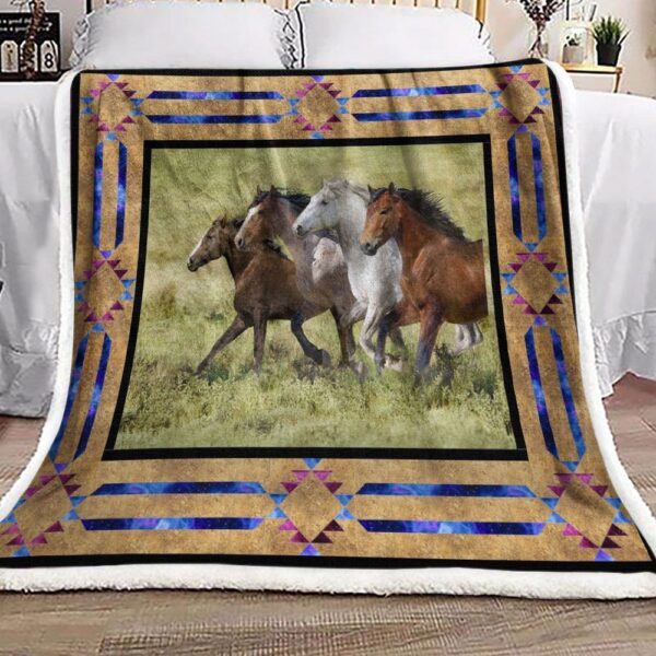Horse Native American Fleece Blanket Sherpa Blanket