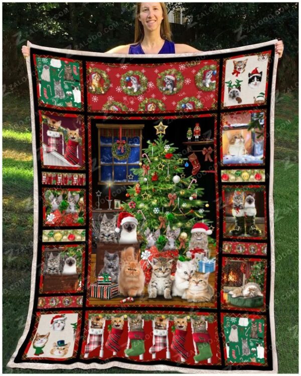 Cats Christmas Fleece Blanket Sherpa Blanket