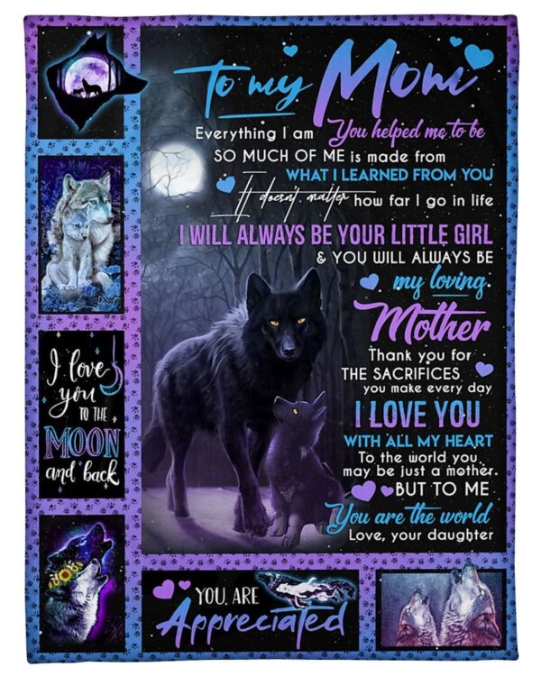 To My Mom You Are My World Wolf Fleece Blanket Sherpa Blanket