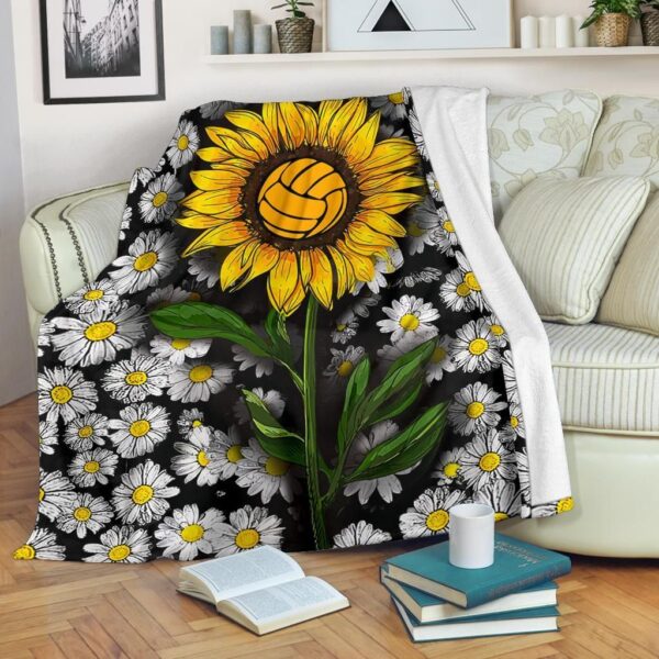 Volleyball Sunflower Fleece Blanket Sherpa Blanket