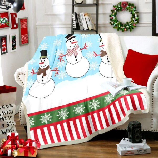 Snowman Merry Christmas Fleece Blanket Sherpa Blanket