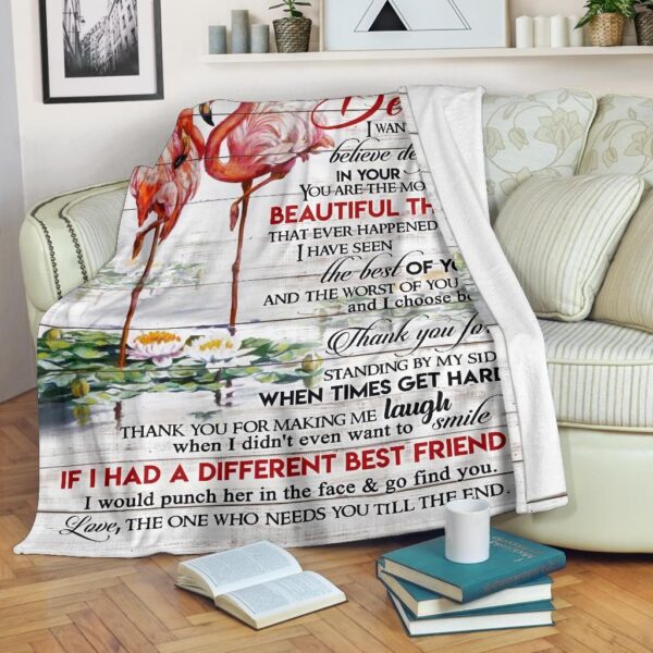 Flamingo To My Bestie Fleece Blanket Sherpa Blanket