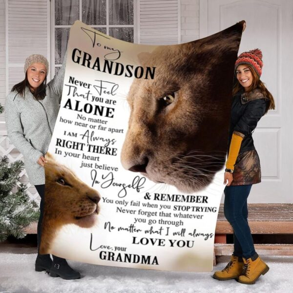 Lion To My Grandson Blaket Fleece Blanket Sherpa Blanket