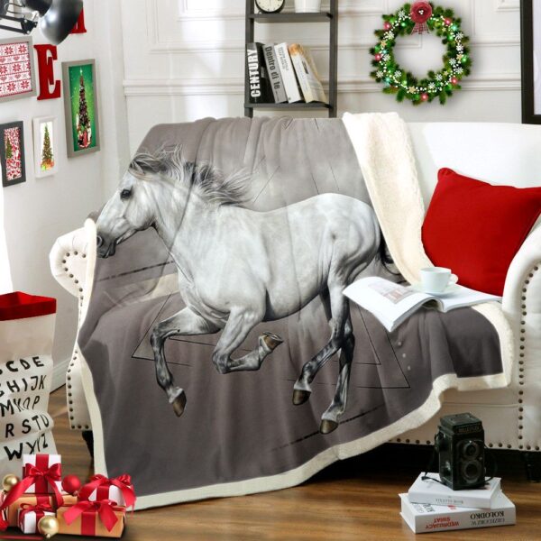 Spanish Grey Horse Fleece Blanket Sherpa Blanket