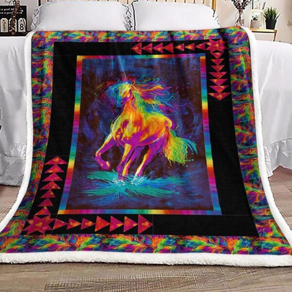 Painting Horse Fleece Blanket Sherpa Blanket