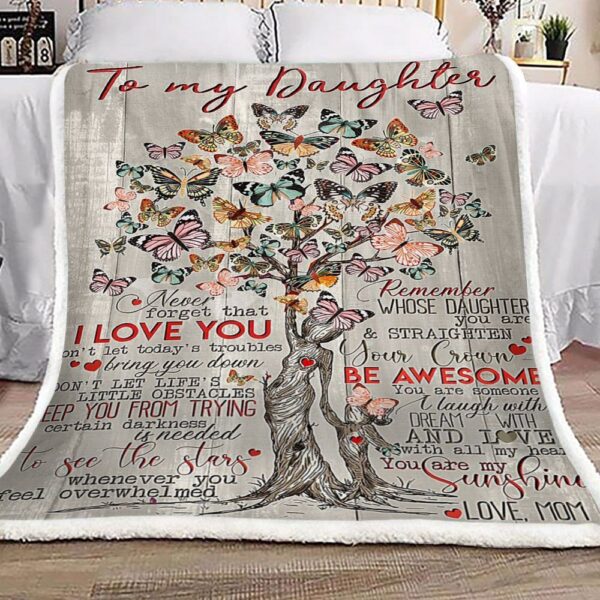 Butterfly Tree Of Life To My Daughter Love Mom Fleece Blanket Sherpa Blanket