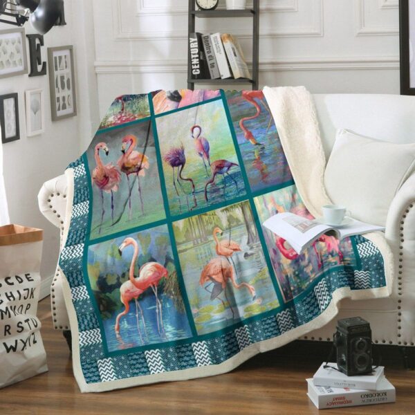Flamingo Fleece Blanket Sherpa Blanket