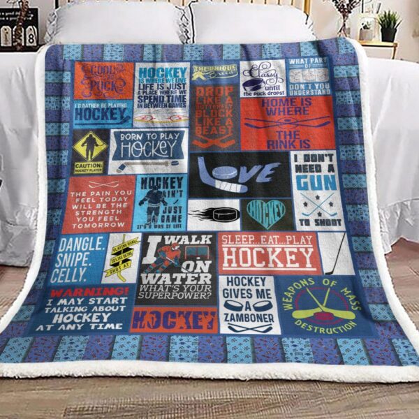 Love Hockey Fleece Blanket Sherpa Blanket