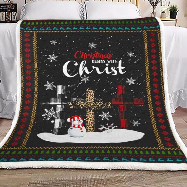 Christmas Begins With Christ Fleece Blanket Sherpa Blanket