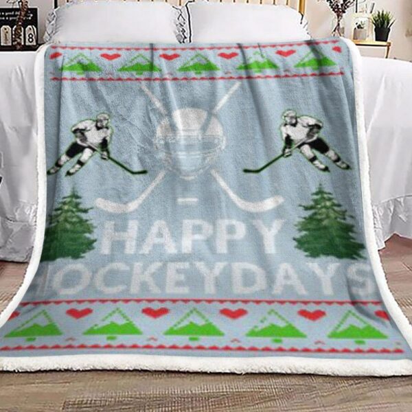 Hockey Christmas Fleece Blanket Sherpa Blanket