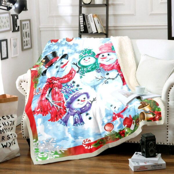 Snowman Fleece Blanket Sherpa Blanket