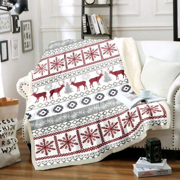 Christmas Deer Fleece Blanket Sherpa Blanket
