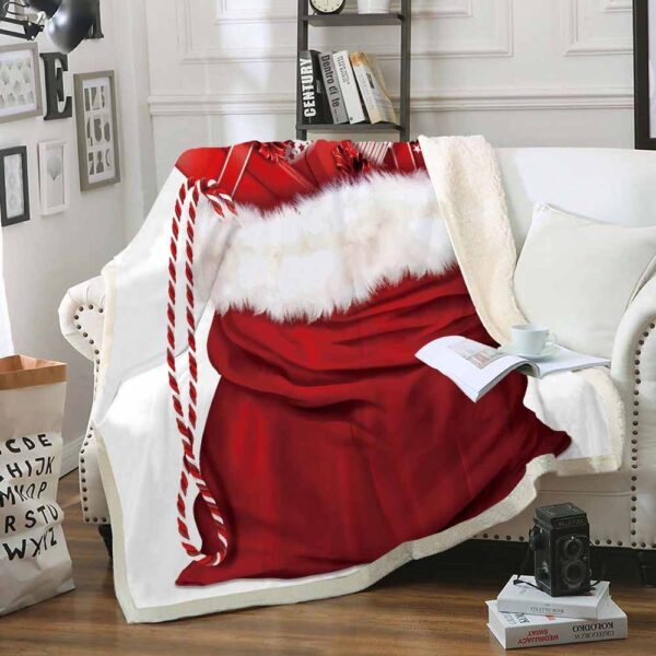 Santa Claus Bag Gift Fleece Blanket Sherpa Blanket