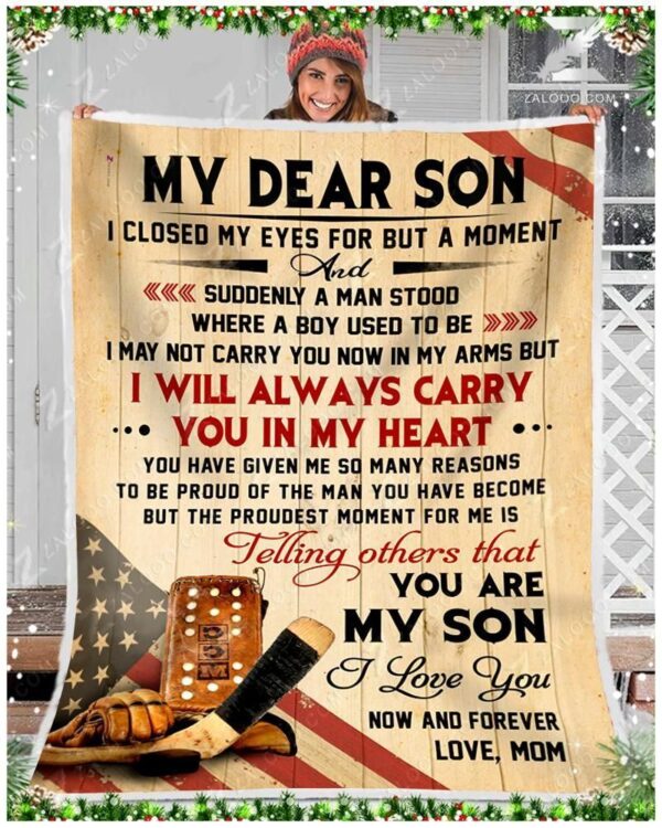 My Dear Son Hockey Love Mom Fleece Blanket Sherpa Blanket