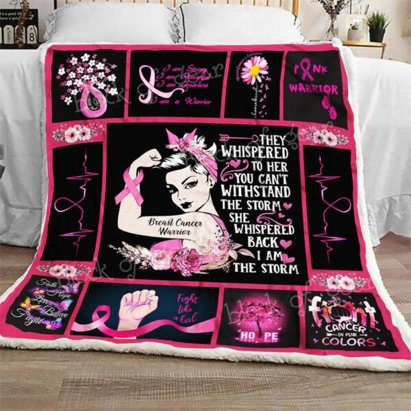 Breast Cancer Warrior Fleece Blanket Sherpa Blanket