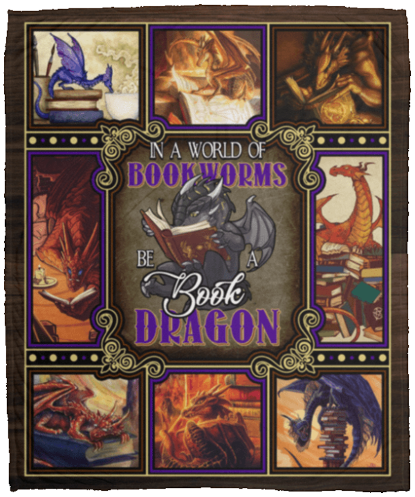 In A World Of Bookworms Be A Book Dragon Fleece Blanket Sherpa Blanket