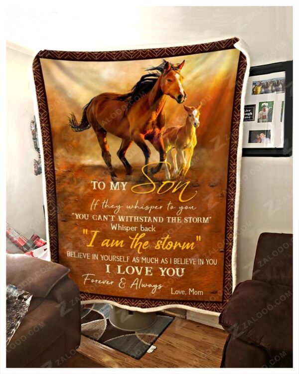 Horse To My Son Love Mom Fleece Blanket Sherpa Blanket