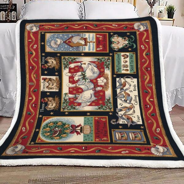 Milliken Partridge In A Pear Tree Christmas Fleece Blanket Sherpa Blanket
