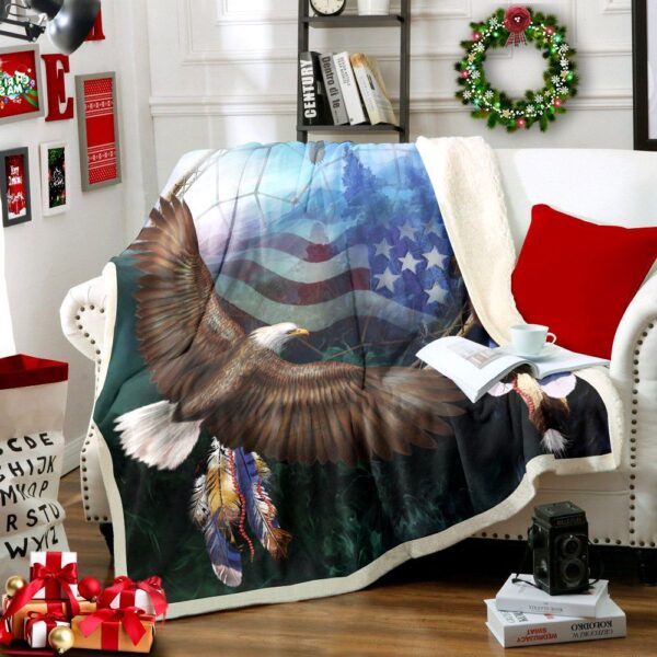 Dreamcatcher And Eagle Fleece Blanket Sherpa Blanket