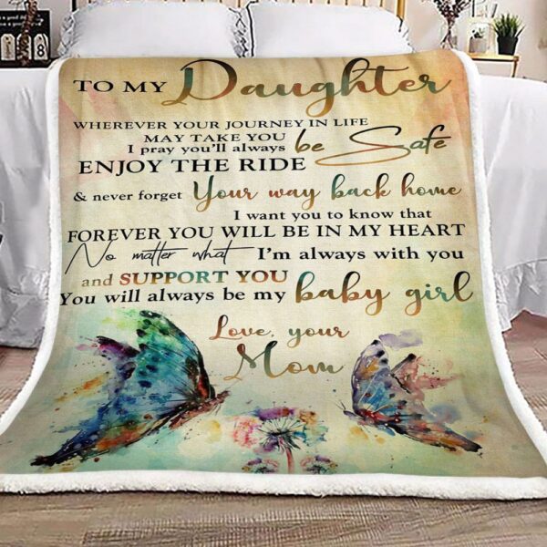Dandelion Butterfly To My Daughter Your Mom Fleece Blanket Sherpa Blanket